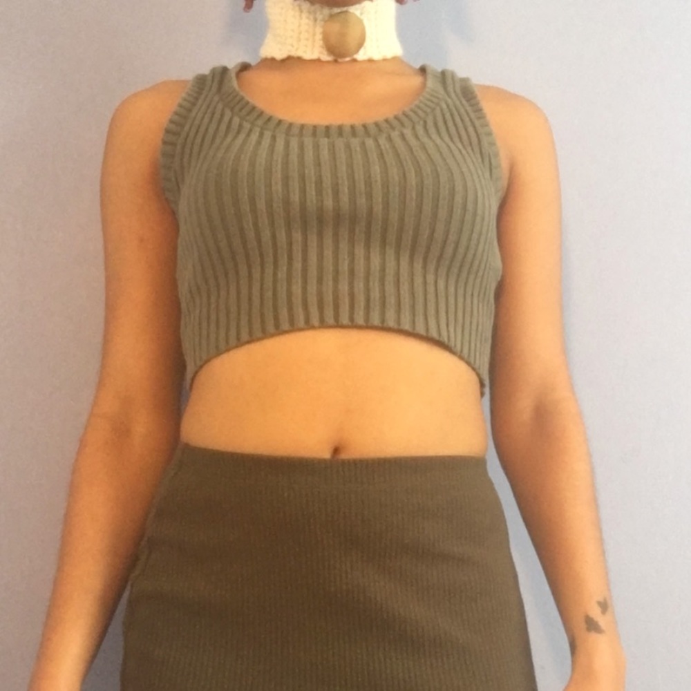 Olive green crop top.